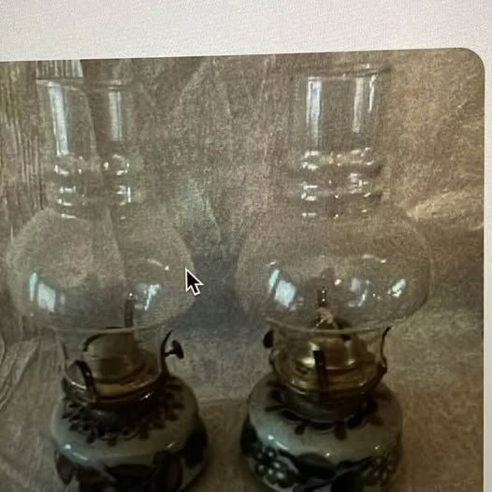 estate sale, decorative floral, ceramic oil lamp, El Palomar Mexico, KE
